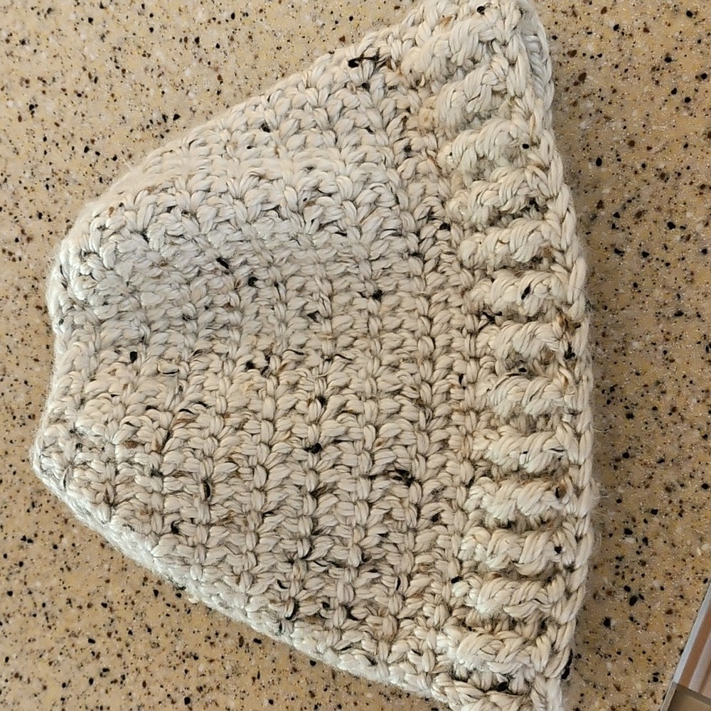 Hand Knit Yarn Crochet Winter Hat with Ponytail Hole - Picture 7 of 8